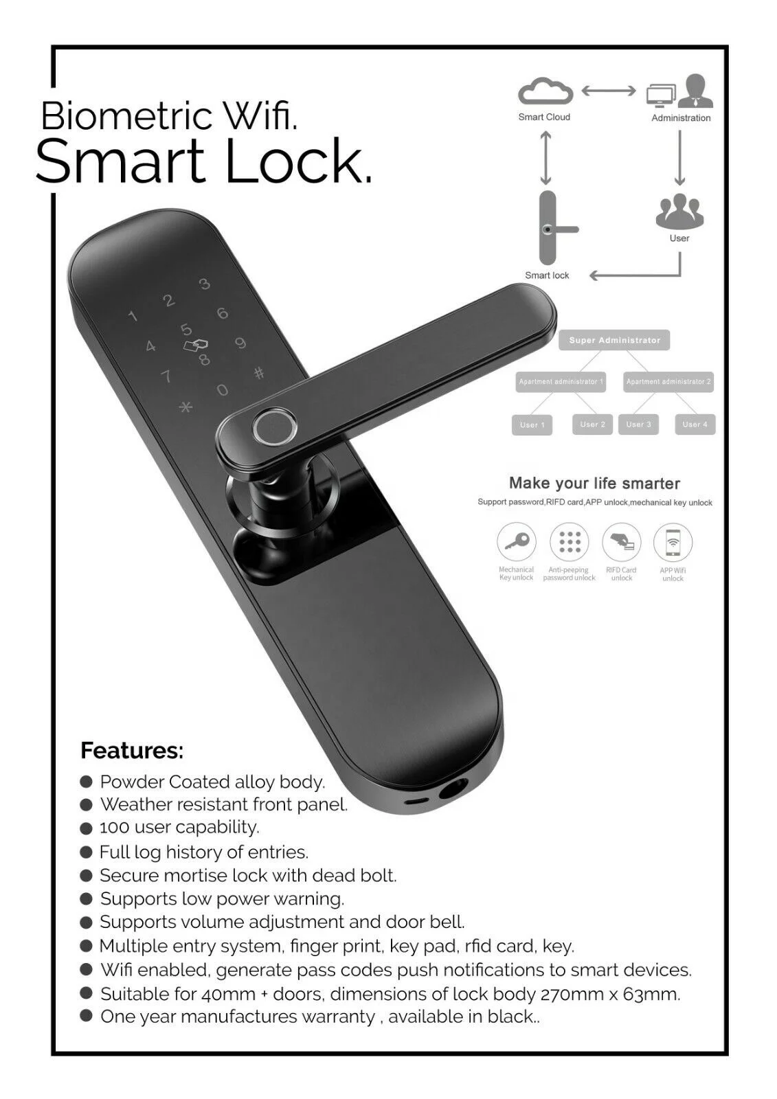 スマートドアロック カメラ付き Wifi Tuyaアプリ対応 ガラス/木製 指紋認証 防水 スライドドアハンドル 顔認証 スマートドアロック