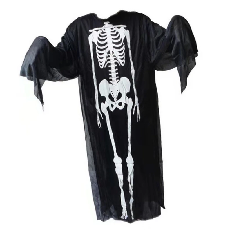 Skeleton Print Costume with Long Sleeve Halloween Death Outfit for Child