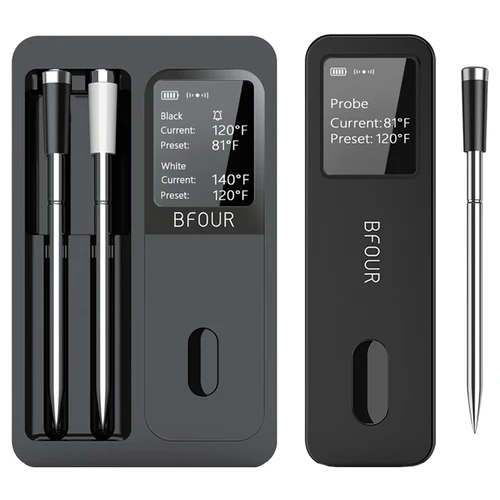 무선 블루투스 고기 온도계, IP67 방수 프로브, LCD 스크린 부스터, 그릴 스모커 바베큐 오븐용 충전식