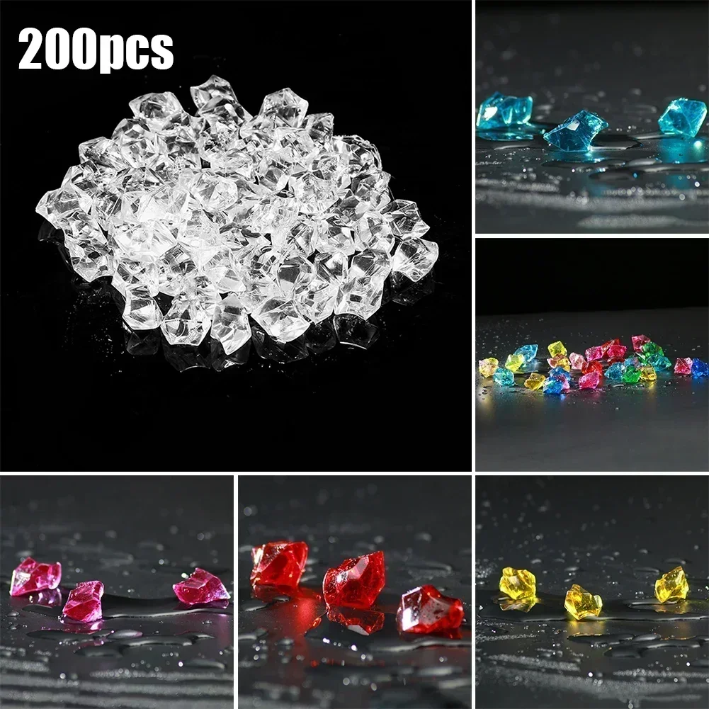 200Pcs Colorful Acrylic Stones Ice Cubes Decor Vase Plant Filler Pebble Fish Tank Aquarium Accessories Home Decor