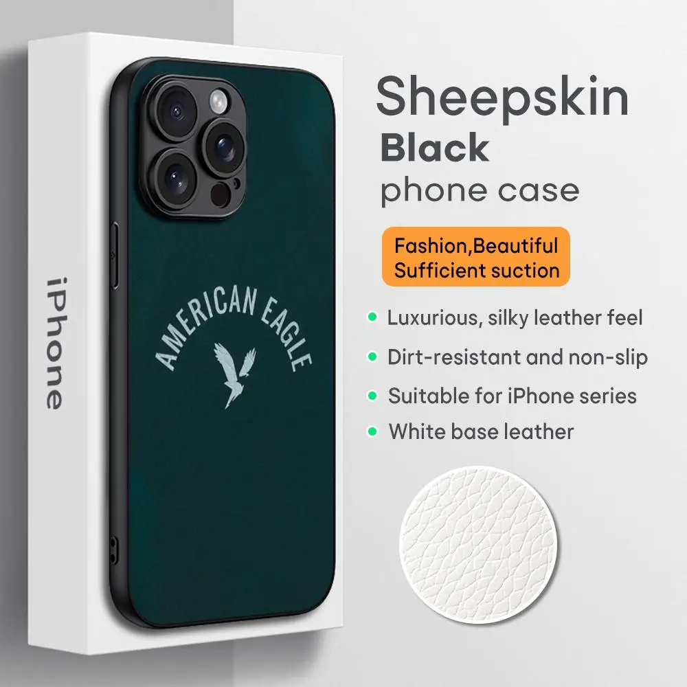 Eagle fashion cool design Phone Case For iPhone 16 15 14 13 12 11 Plus Pro Max Limited Edition Black hard case Sheepskin