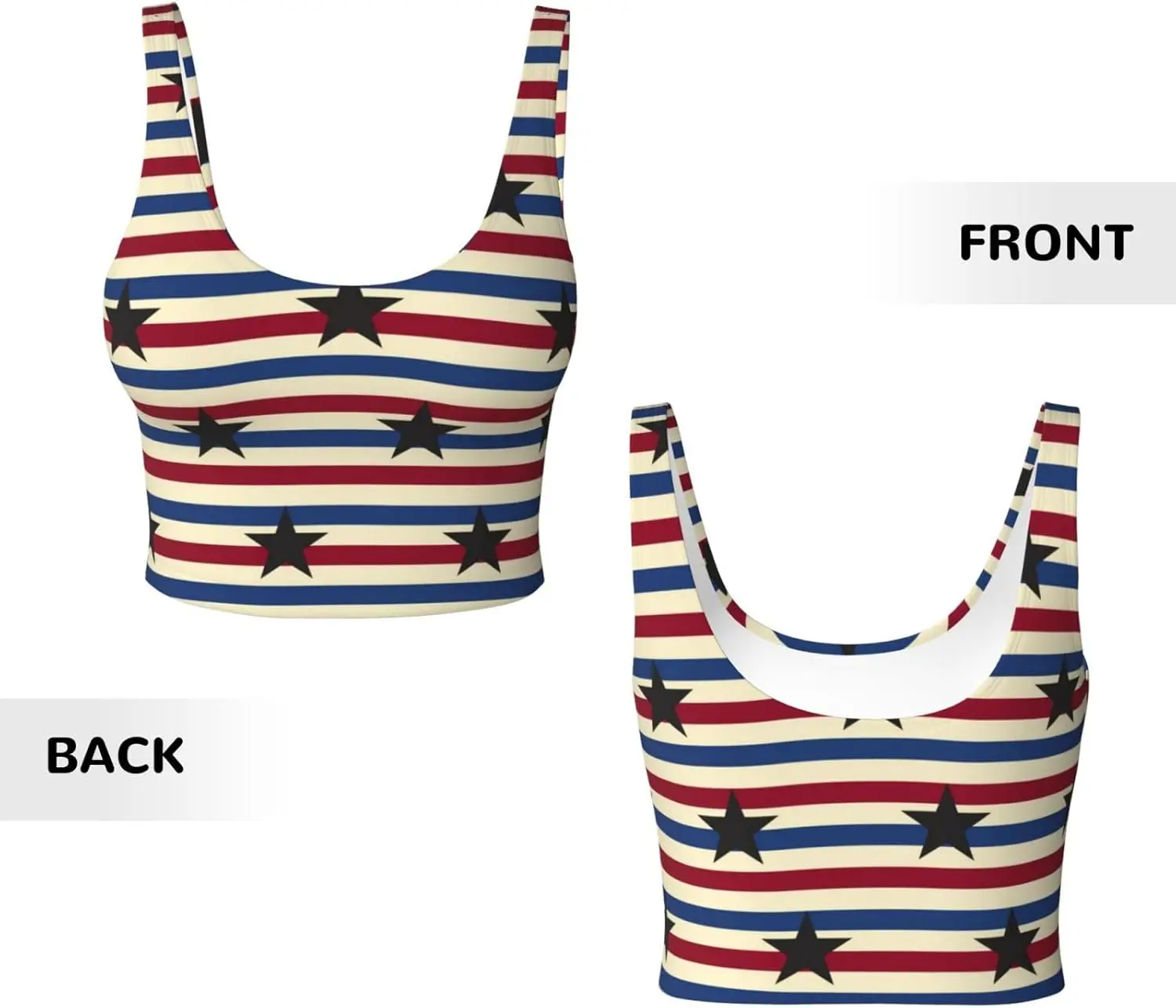 Regatas esportivas femininas com estrelas da bandeira americana, colete sem mangas, camisas fitness