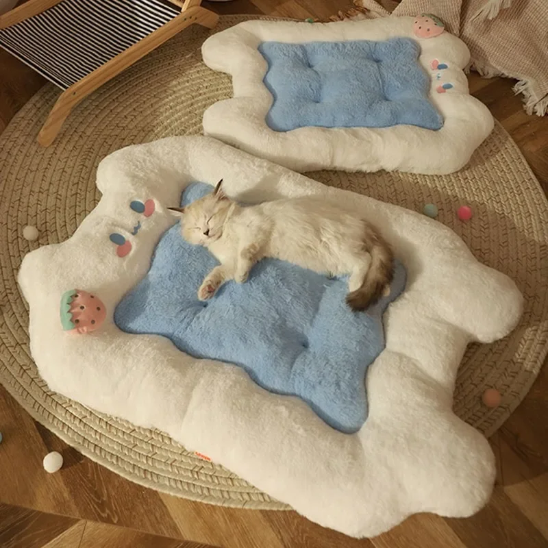 Cute Fluffy Dog Bed Mat materassi morbidi per animali domestici divano Plus cuscino per cuccioli spesso in velluto per cani di piccola taglia gatti