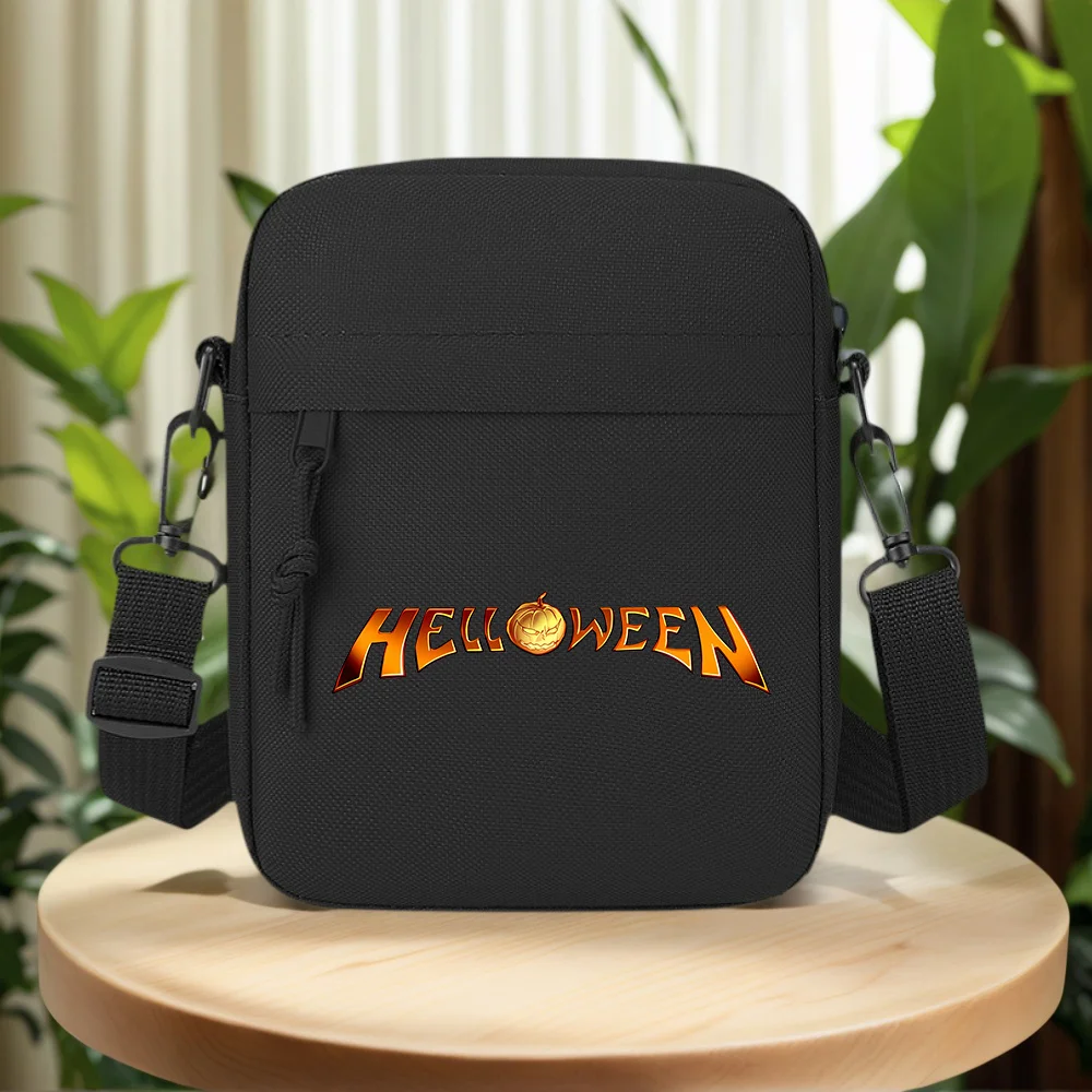 HELLOWEEN pumpkin design metal effect Men Crossbody Bag Single Shoulder Women Cartoon Anime Film Printing Design Unisex