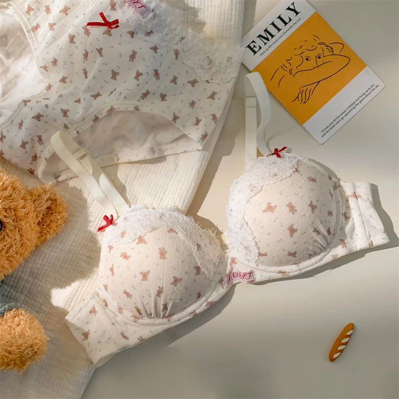 Lingerie women gathered small breasts show large underwear summer thin section cute sweet sister set bra