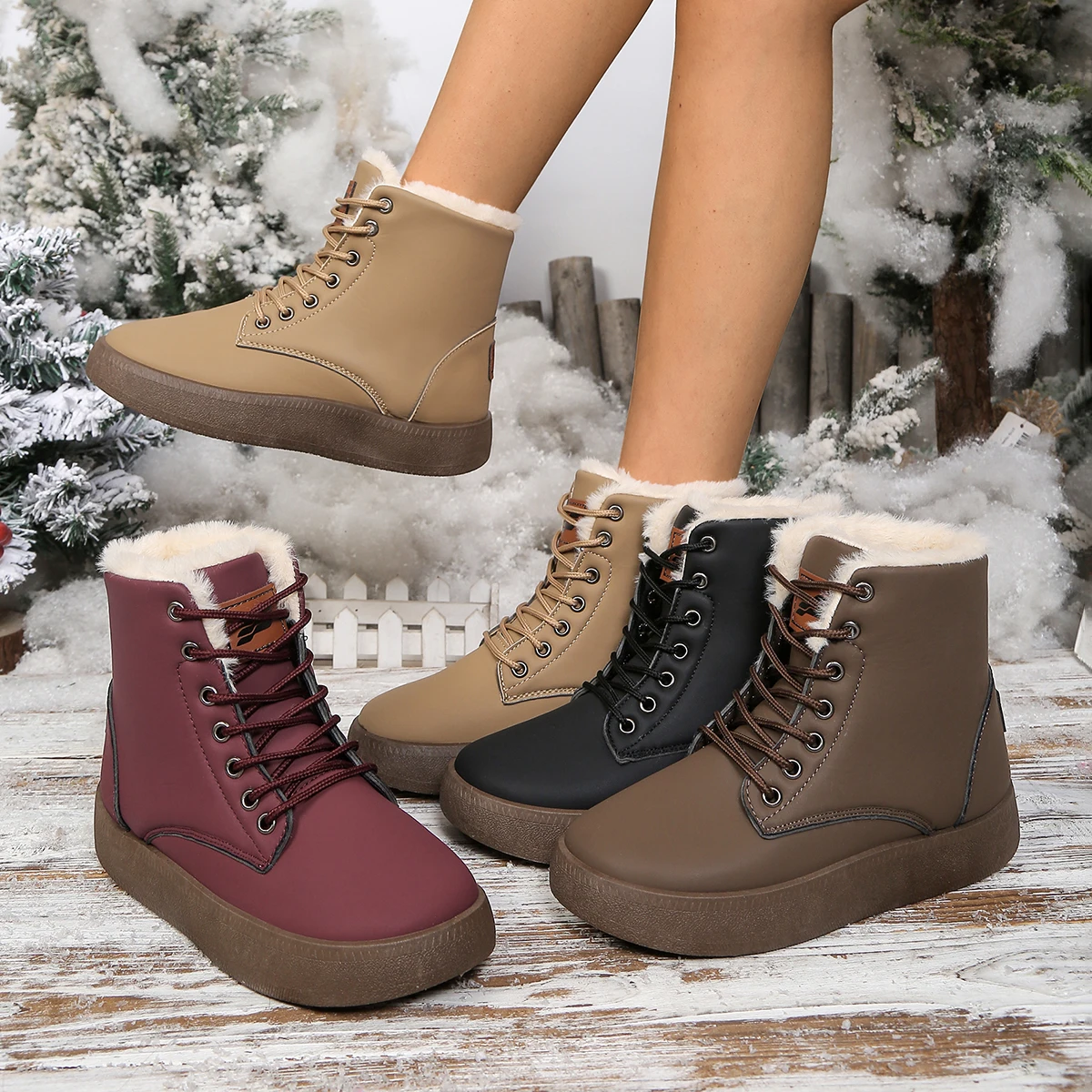 

Snow women's boots, flat boots, women's boots, plush warm boots, new winter shoes, waterproof and anti-slip, free shipping