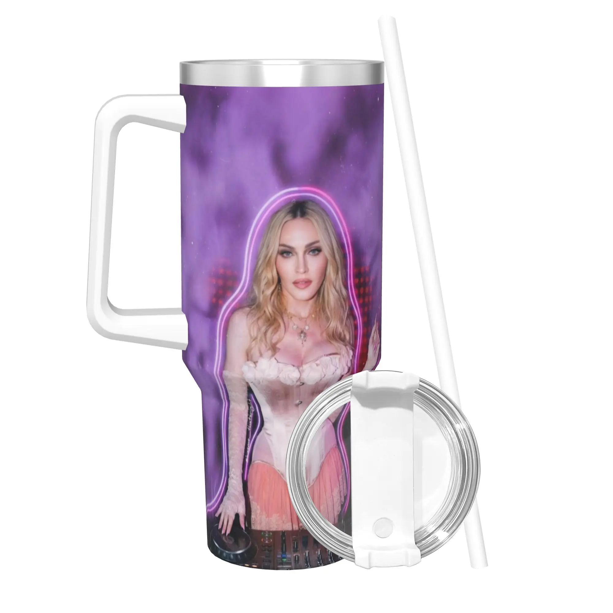 M-Madonnas Confessions II Tumbler With Straw  Stainless Steel Mug Cups Double Wall Vacuum Insulated for Cold Or Hot 40oz