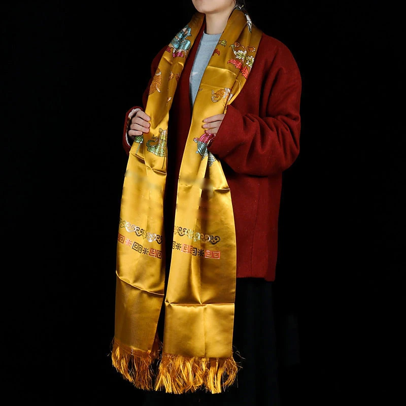 Tibetan Hada Tantric Cloth Handicraft 2.5M Khata Scarf Mongolian Nationality Auspicious Buddhist