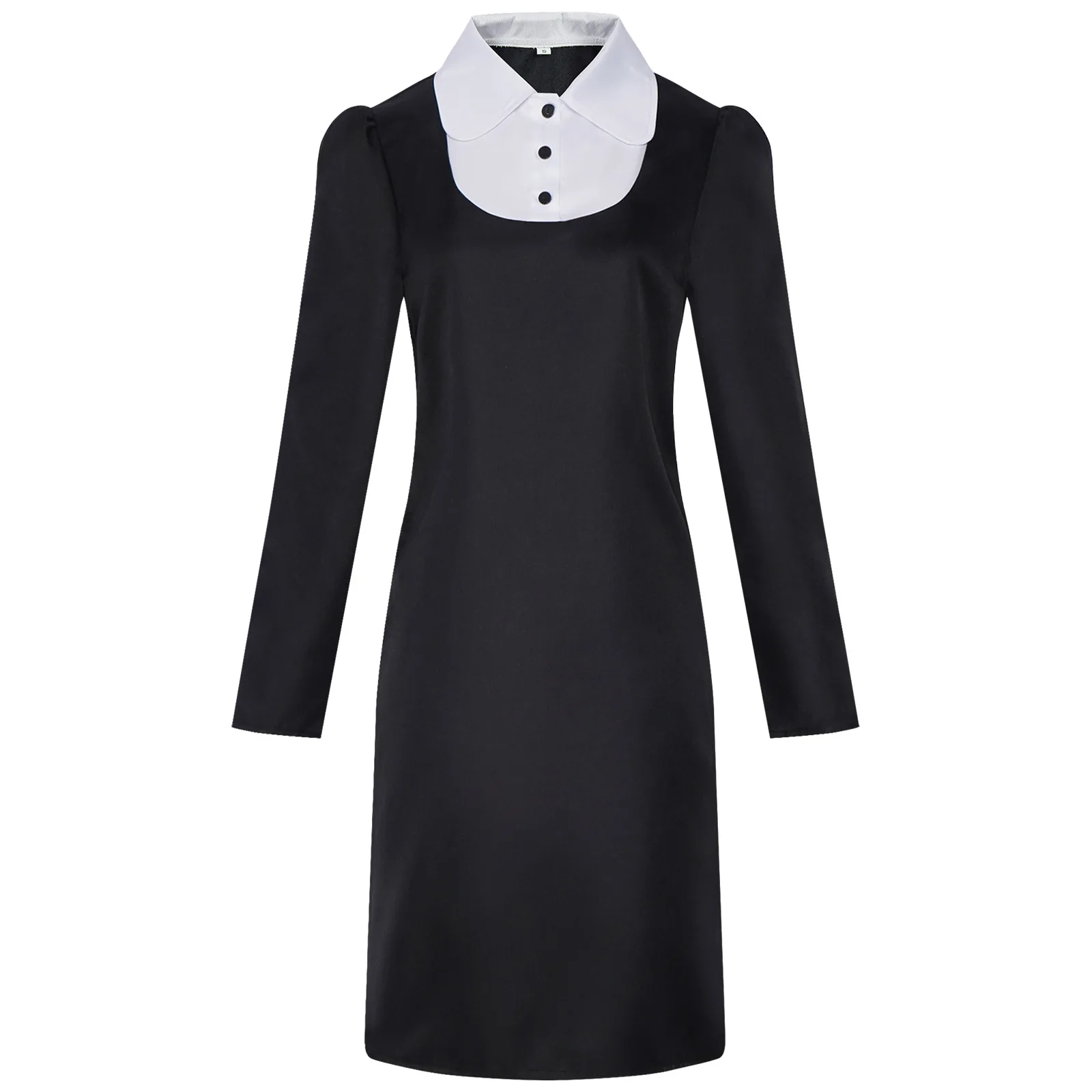 Womens Long Sleeve Peter Pan Collar Cute Fit and Flare Aline Dress Wednesday Adam Halloween Cosplay Costumes for Party Dress
