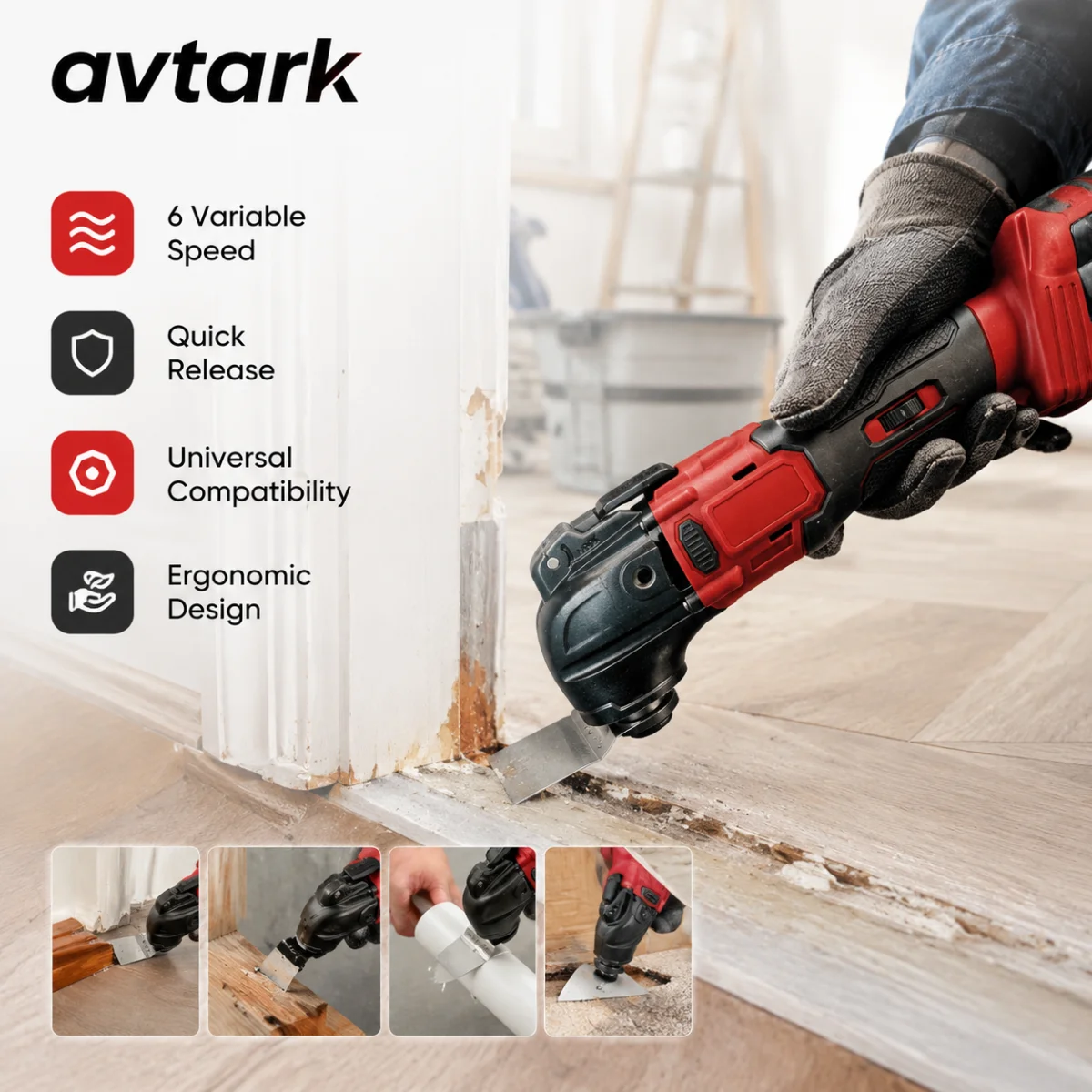 6 Variable Speed Oscillating Multi Tool Kit with Auxiliary Handle, Cordless Oscillating Power Tool for Milwaukee 18V Battery