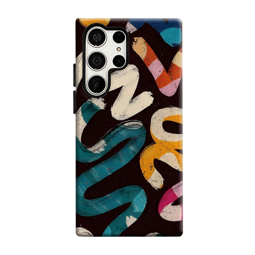 حافظة هاتف بنمط فرشاة ملونة لهاتف سامسونج جالاكسي S25 Ultra S24 S23 Ultra Plus غطاء خلفي لامع بطبقة مزدوجة #1