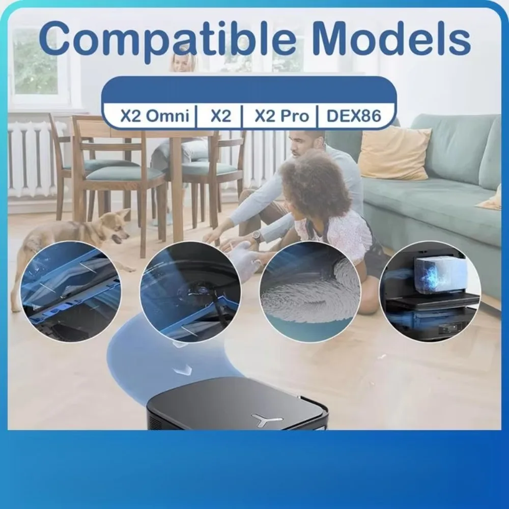 Xia Replacement Parts For ECOVACS DEEBOT X2 Omni/X2/X2 Pro / DEX86 Robot Vacuum, Main Rubber Brush,Side Brush,Hepa Filters