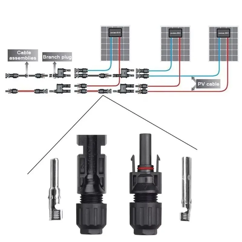5 Pairs/Batch Of Connectors With 2 Wrenches Waterproof Panel Connectors Solar Cables Solar Photovoltaic Connectors