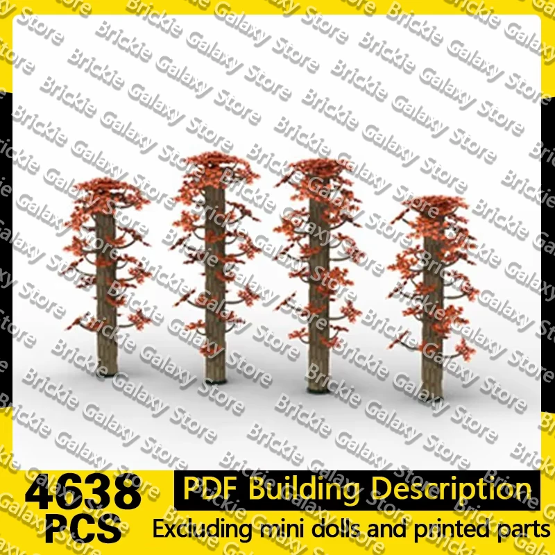 QWERT Creators Plant Series Model MOC Building Bricks Orange-Red Foliage Pack Modular Technology Gifts Assemble Children Toys