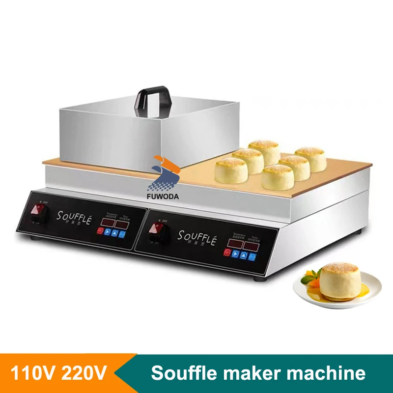 

Commercial 110V 220V Souffle Maker Single/Double Head Fluffy Pancake Baker Copper Pan Rapid Heating Snacks Souffler Machine