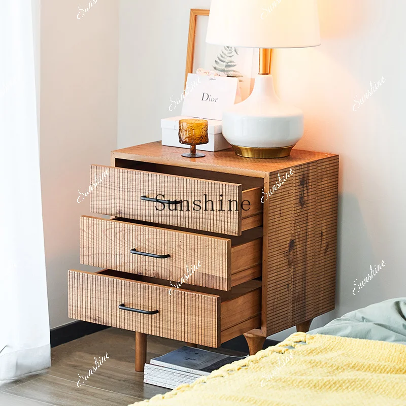 

Wabi Sand solid wood environmentally friendly bedside table Nordic retro living room locker FT