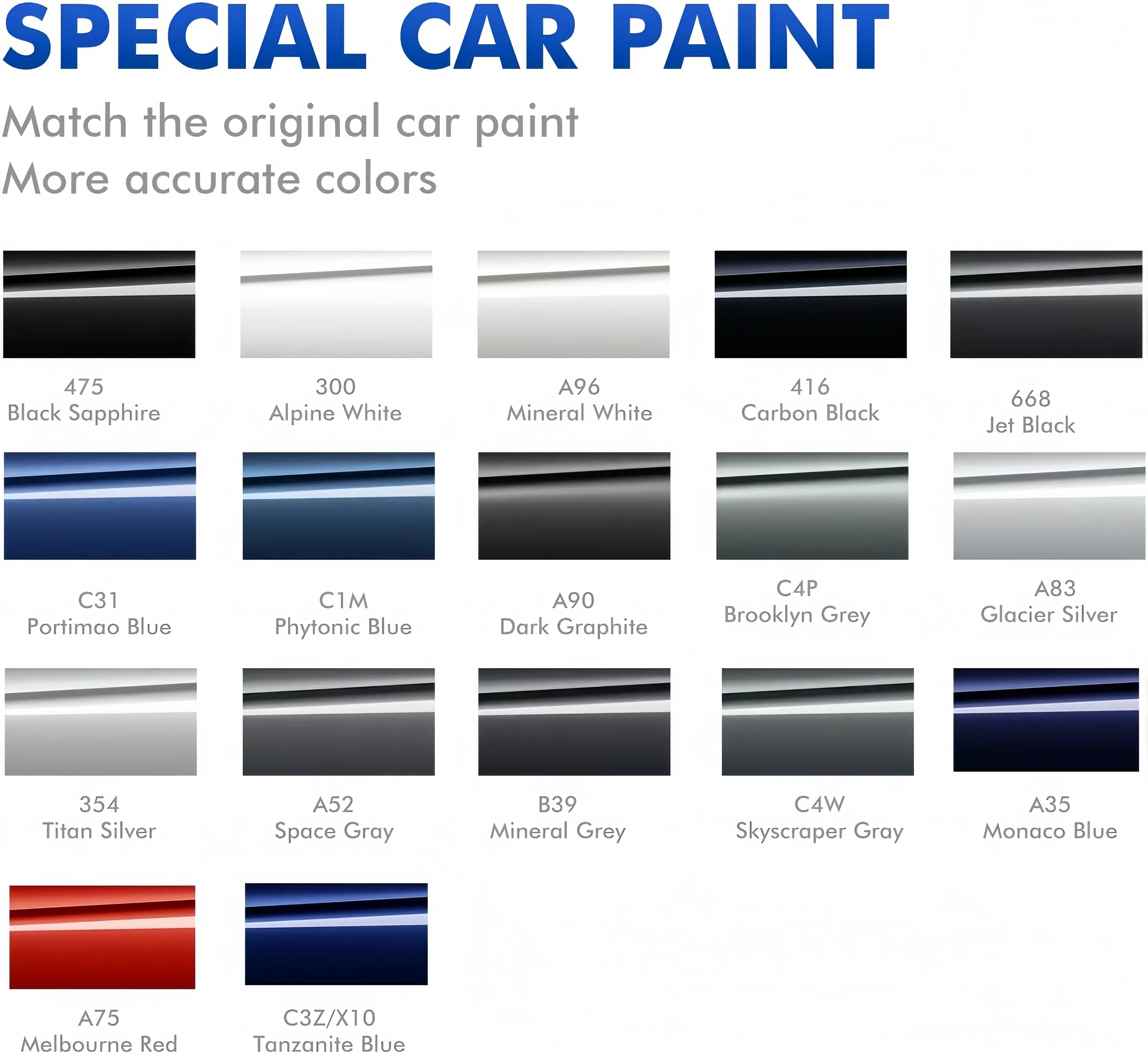 for BMW Touch Up Paint Kit W/ 2K Clear Coat - Exact Match 300 Alpine White, 475 Black Sapphire - Chip Scratch Repair