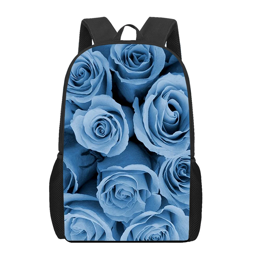 Rose Backpacks Golden Rose Floral Flower on Black School Bags Travel Backpacks Laptop Bookbag Lightweight 16 inch Large Daypack