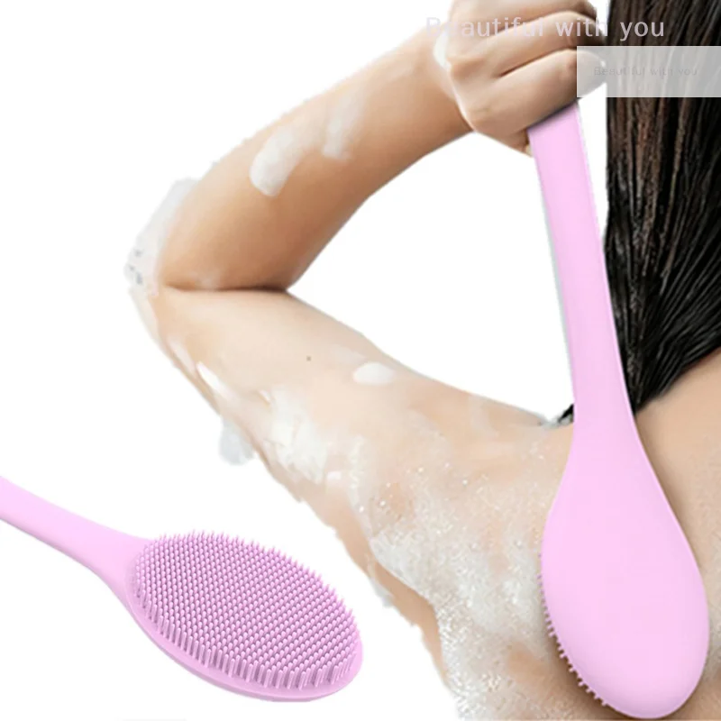 Silicone Back Scrubber Long Handle Body Scrubber Light Easy-to-Hold Shower Brush For Skin Cleaning Exfoliating