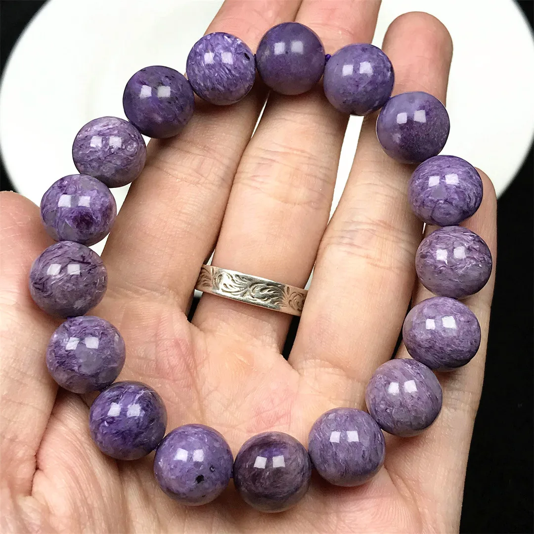 12mm Natural Purple Charoite Stone Bracelet Jewelry For Women Lady Men Love Luck Gift Crystal Energy Beads Strands AAAAA