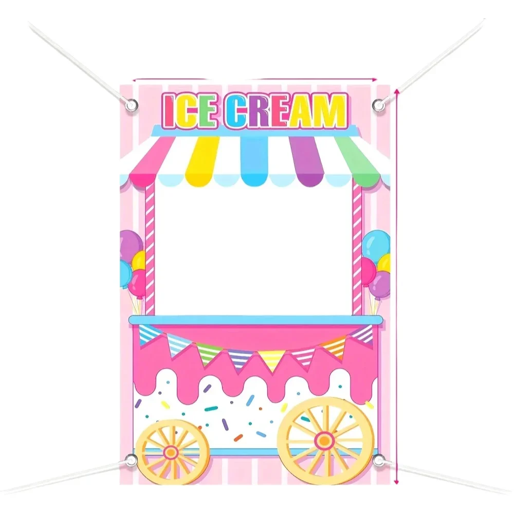 Sommer-Eiswagen Geburtstagsparty-Dekorationen Ausgestanztes Banner Foto-Dekorationshintergrund Geschenk – Detail 5