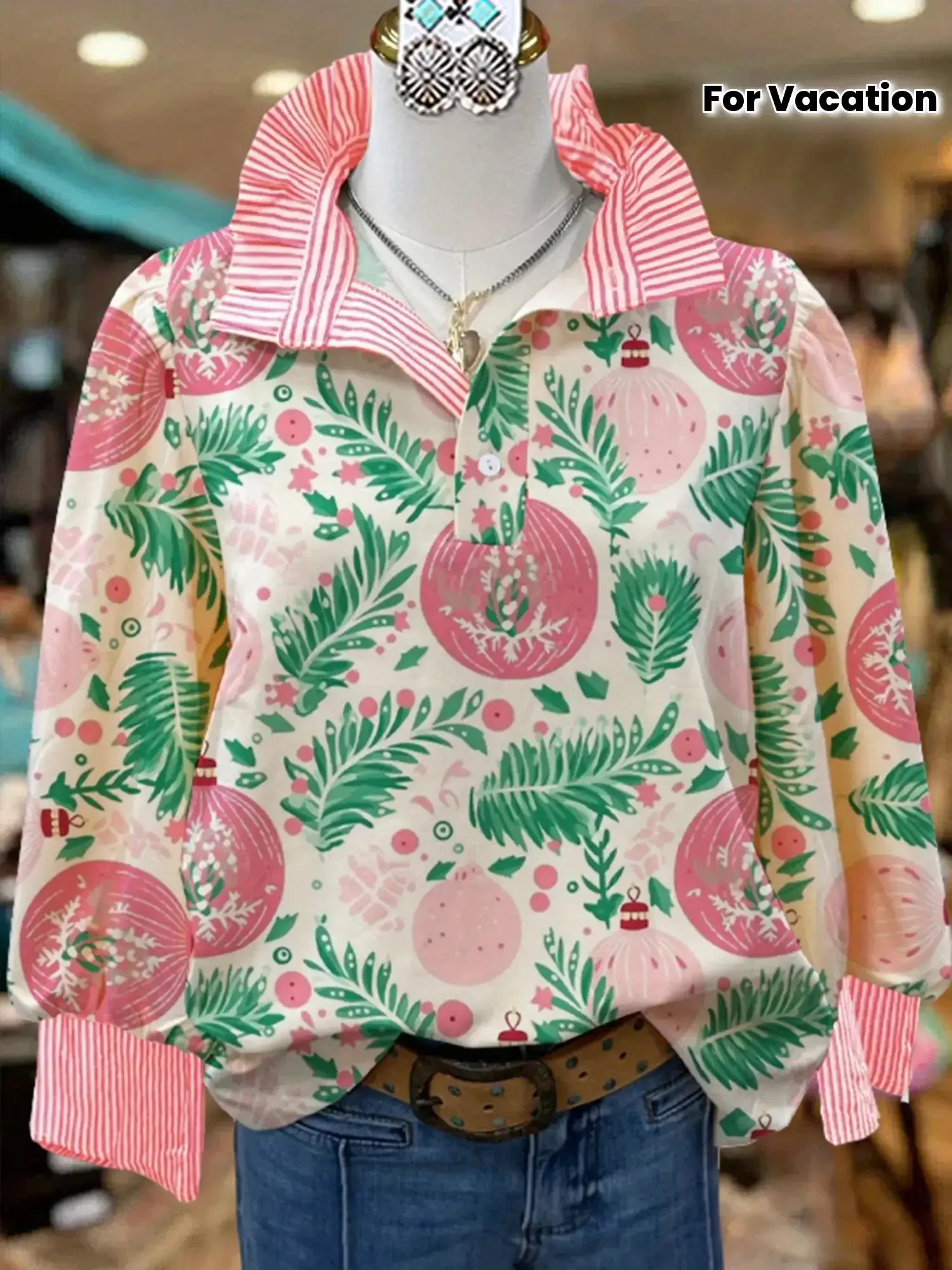 2026 New Christmas Women's Top Spring and Creative printing is a must-have for vacation, tourism, commuting, and travel