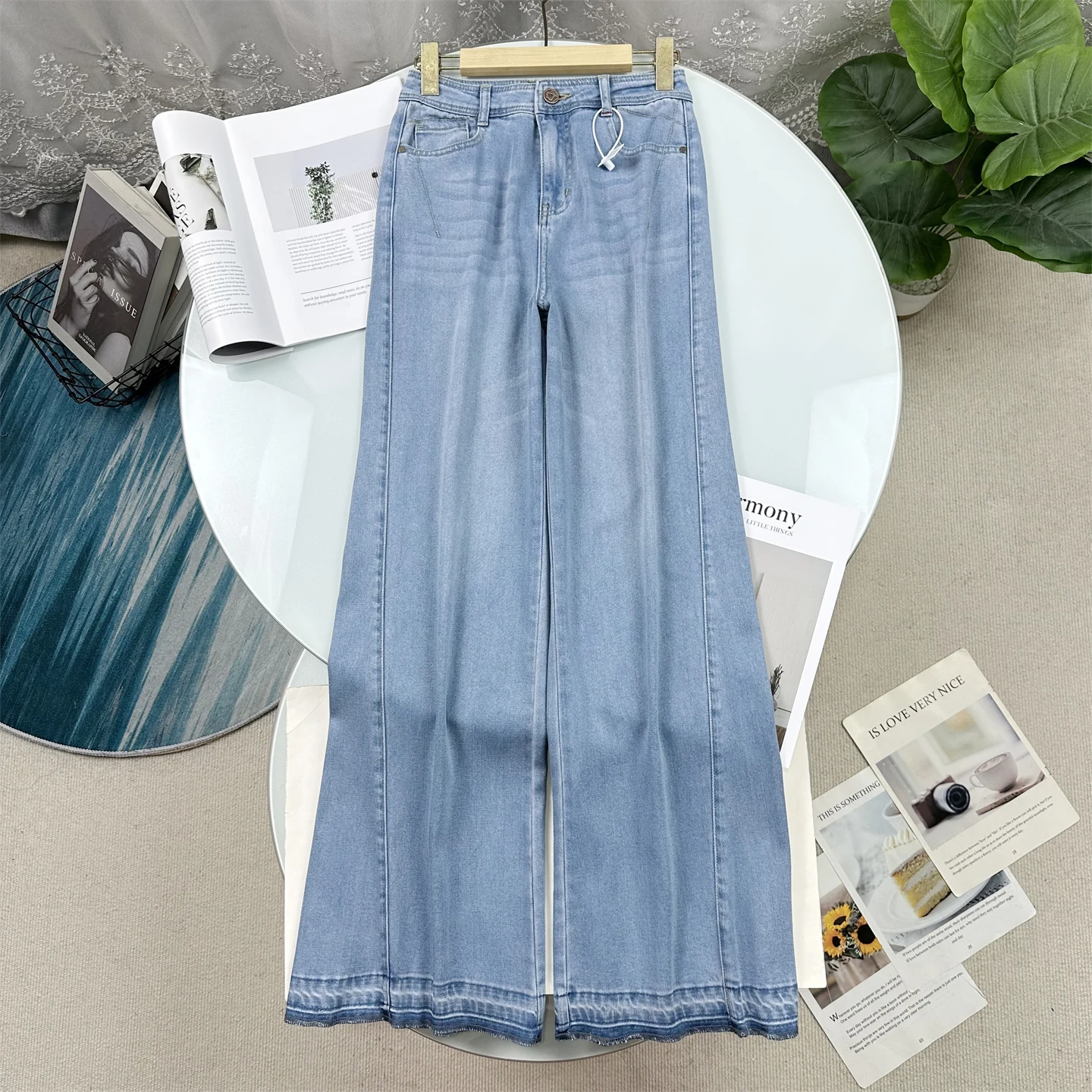 

Удобные женские джинсы с высокой талией и широкими штанинами, весенняя мода, джинсовые брюки с драпировкой, облегающие джинсы-скинни