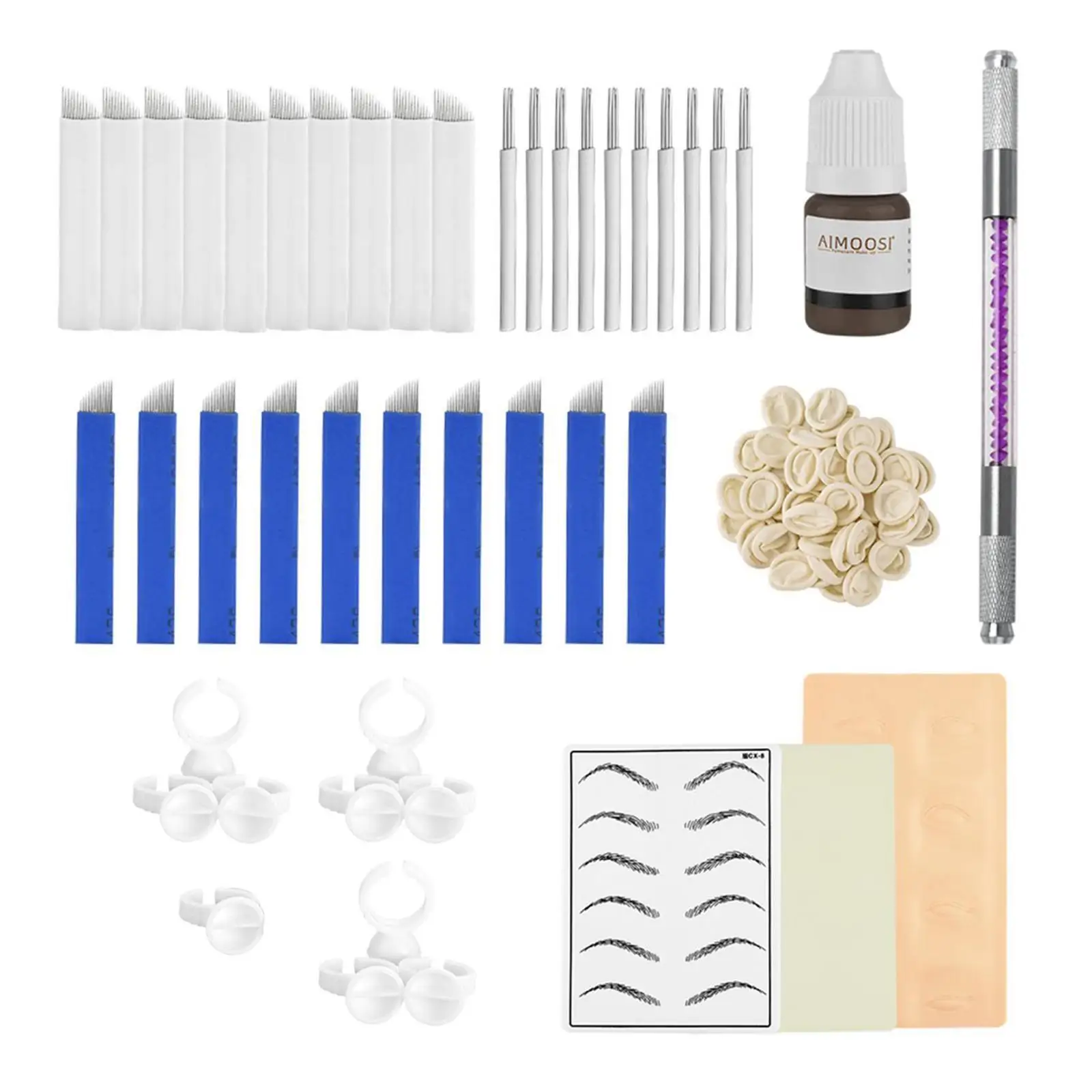 Permanent Practice Ring Professional Brow Tattoo Trainer Kit Pen Pigment Practice Skins for Salon