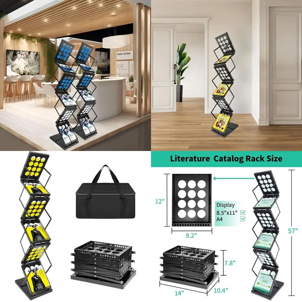 

Напольный металлический держатель для брошюр с 6 карманами, двухсторонняя подставка для литературы для торговых шоу, офисов и дома