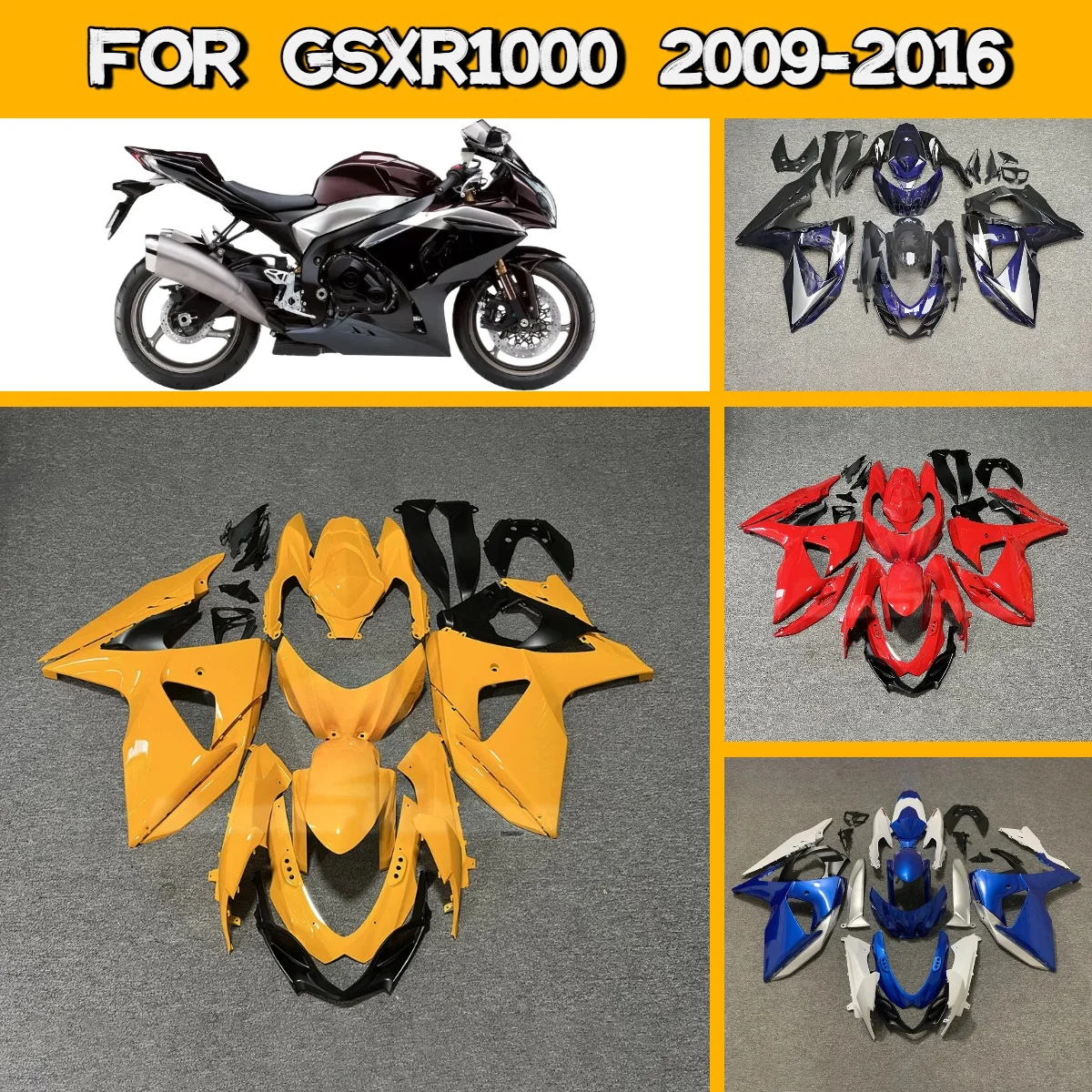 

Комплект обтекателей кузова (обвес) из АБС-пластика для Suzuki GSXR1000 2009-2016 годов выпуска, аналог оригинального