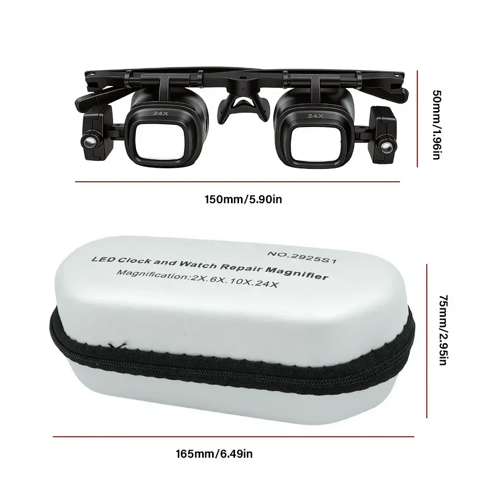 LED-Kopfvergrößerungsglas mit verstellbarem Kopfband, Lupenlinse, Vergrößerungsbrille, 23X, 15X, 8X, 2X, für Uhren- und Schmuckreparaturen. – Detail 18