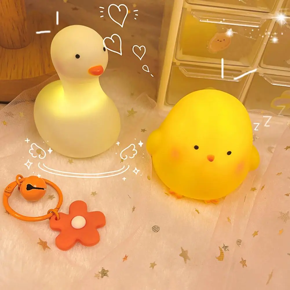 Attractive Night Lamp Energy-saving LED Light Rechargeable Create Atmosphere Cartoon Chick LED Bedside Lamp Room Decor