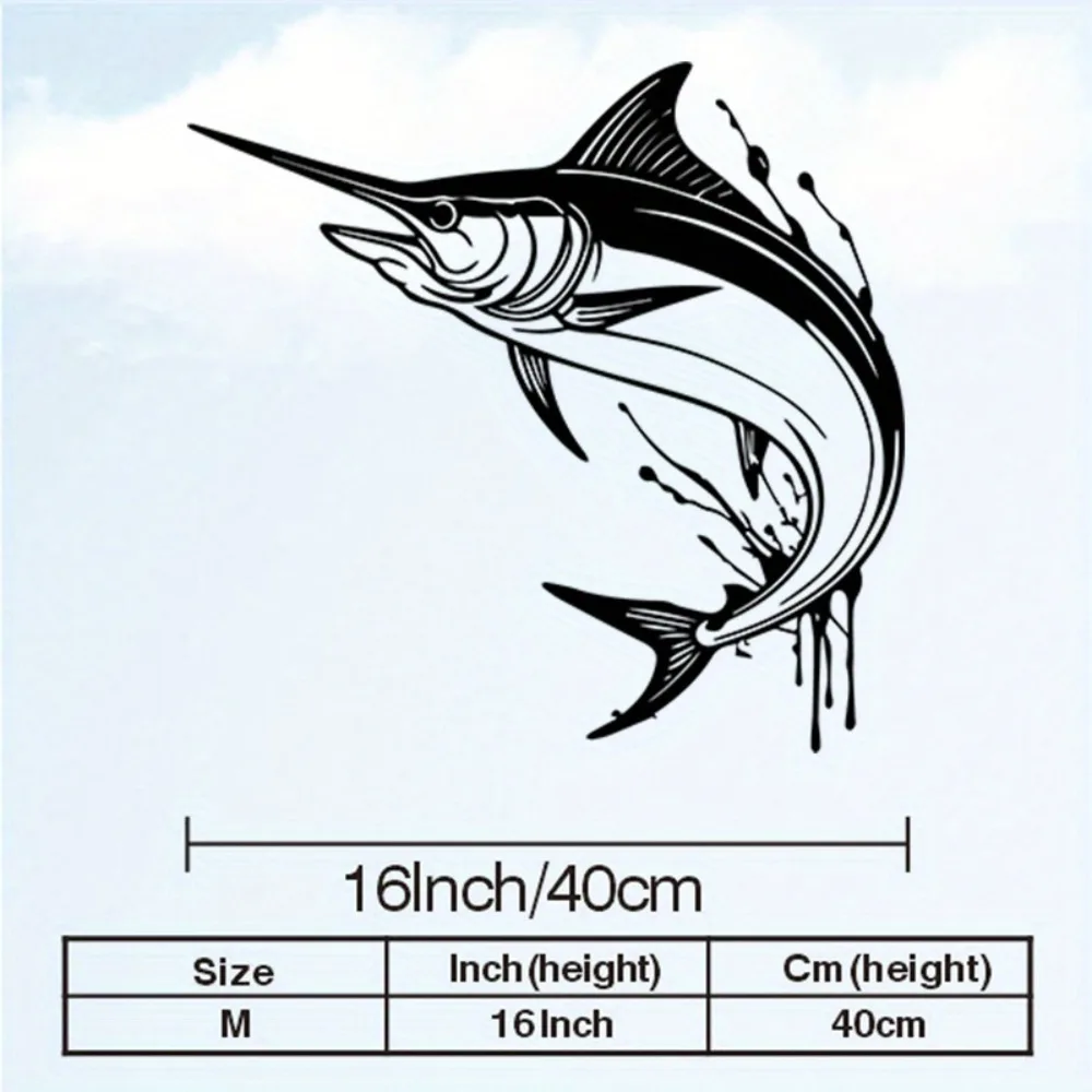 1pc Swordfish Silhouette Metal Wall Art, Rust-Resistant Ocean Theme Decor for Patio Lounge & Aquarium Room, Gift for Marine Enth