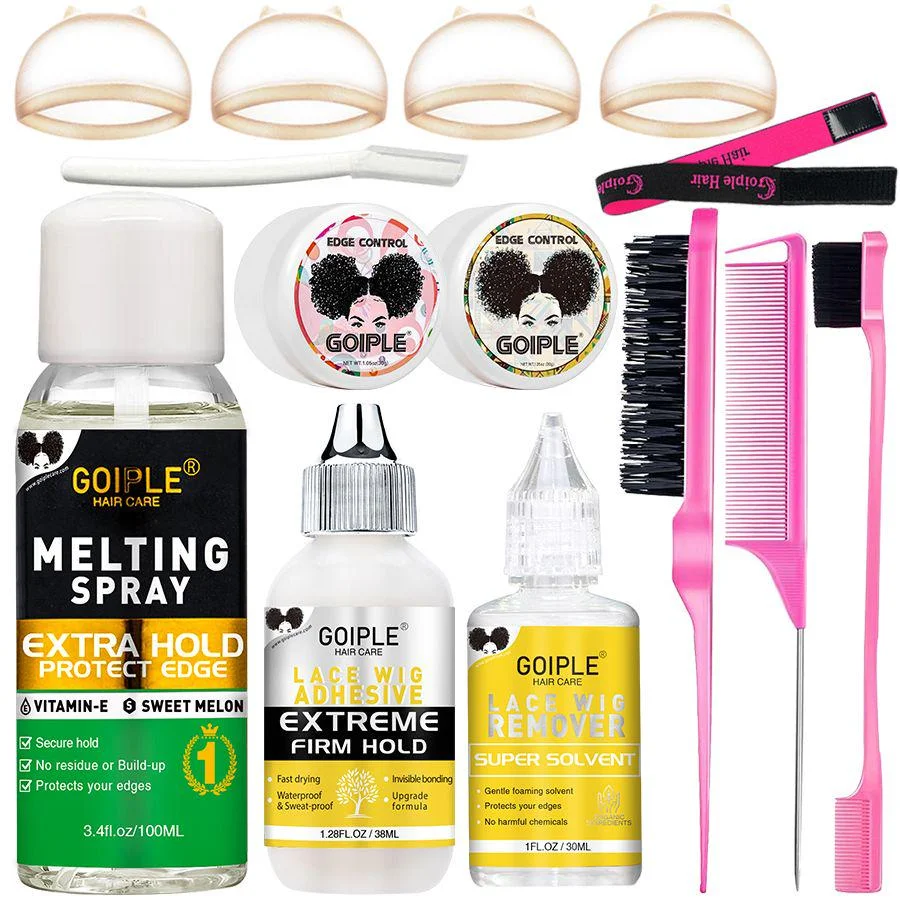 Wig Kit Set Lace Melting Spray for Lace Front Invisible Wig Glue for Wigs Lace Glue Wig Installation Kit Set for Wig Install