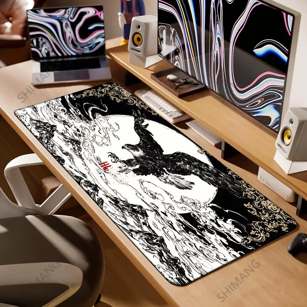 

Large Mouse Pad Eagle Bird Design Non-Slip XXL desk pad gaming accessories Stitched Edges for Home and game for fps gamer