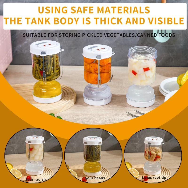 Tarro de pepinillos con tapas, colador de aceitunas, jarra de reloj de arena, almacenamiento de alimentos, contenedor Kimchi, fermentación de jalapeño, separador de cocina