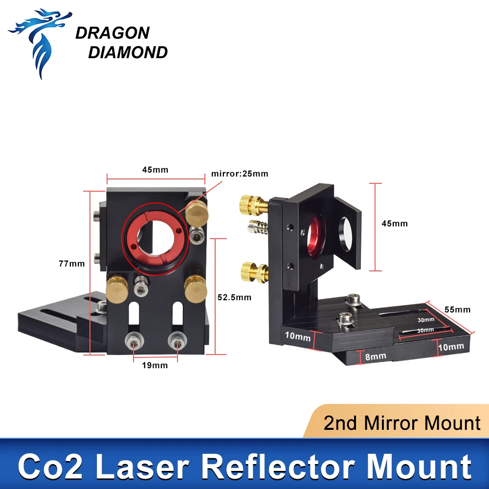 Co2 Laser 2nd Rreflector Mount Mirror Mount 25mm Lensa Integratif Mount Untuk Mesin Pemotong Ukiran Lase.