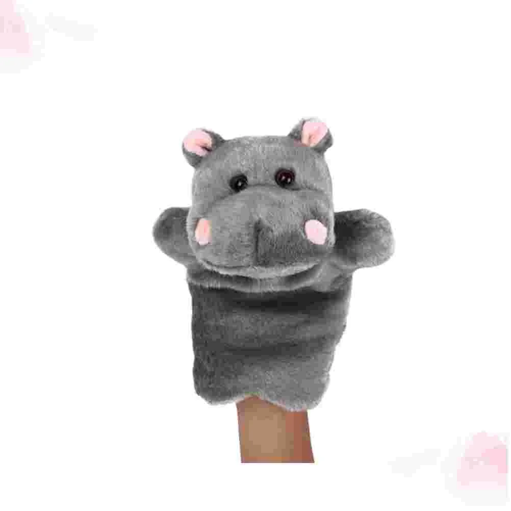 1PC Hippo Toy Plush Hand Puppet Story Telling Prop Role Play Accessory Party Favor for Parent Child (Dark Grey)