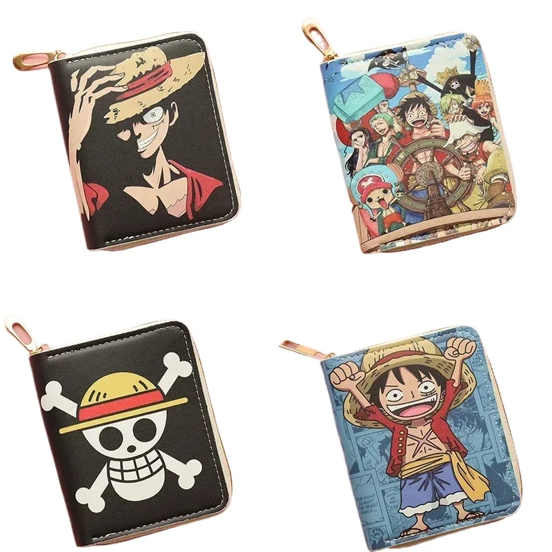 One Piece Wallet Luffy Straw Hat Pirates Men's Short Wallet Multi-function Multi-card Slot Wallet Kids Gifts Men Gifts