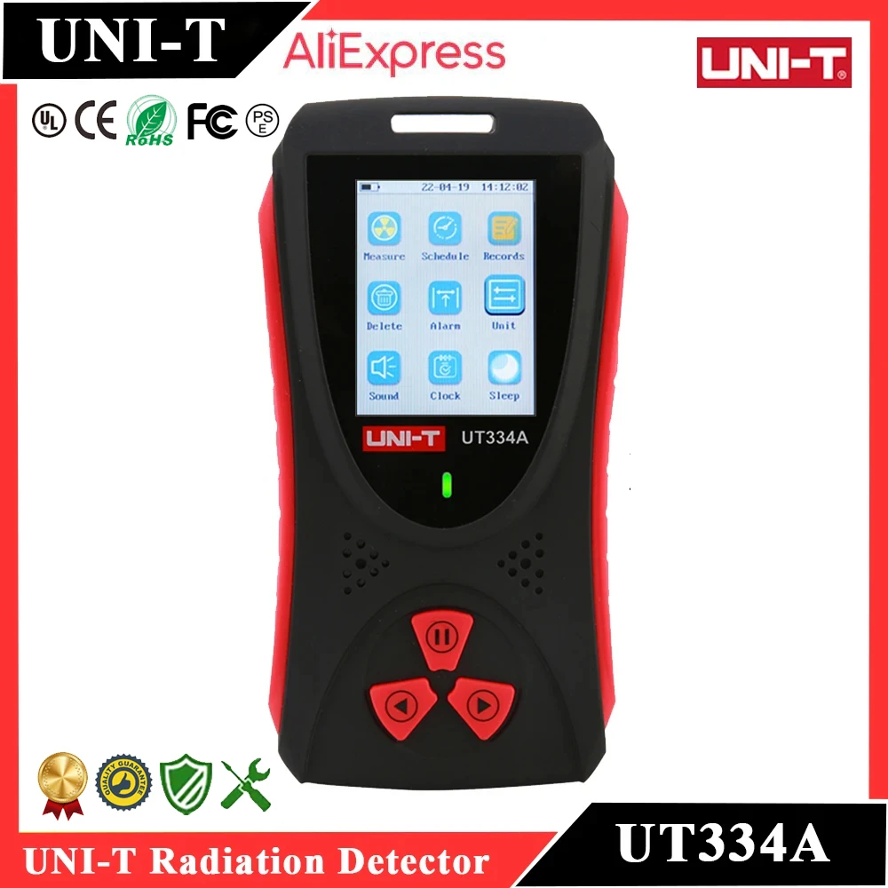 Geiger-Detector de radiación profesional, medidor de Geiger Alpha Beta Gama, dosímetro de radiación de rayos X, medidor de alarma de dosis, UNI-T, UT334A