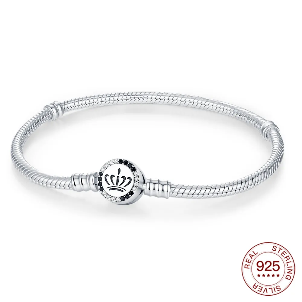 Neues 925 Sterling Silber Armband, Kronen-Chip-Armband, Original-Charm, Perlen-DIY-Schmuck, Geschenk für Frauen