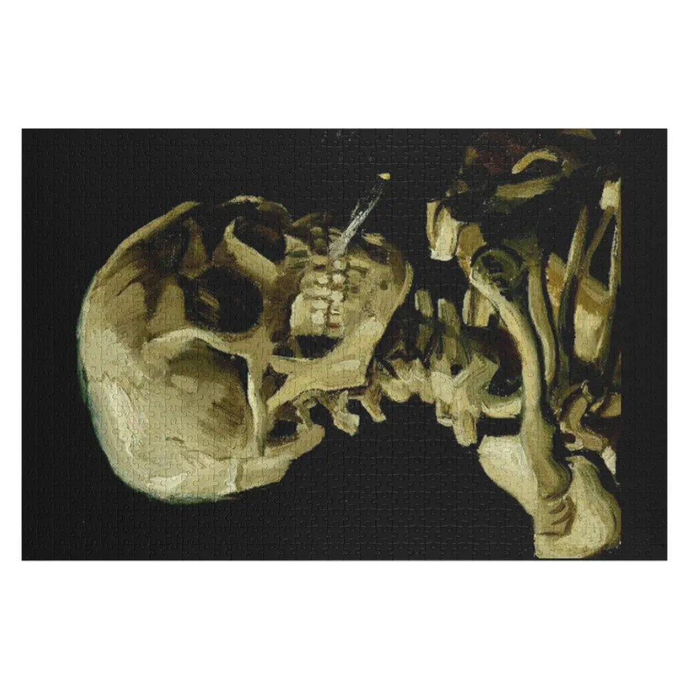

Skull of a Skeleton with Burning Cigarette van Gogh Adult Halloween Art Jigsaw Puzzle Custom Jigsaw Custom Wooden Animal Puzzle