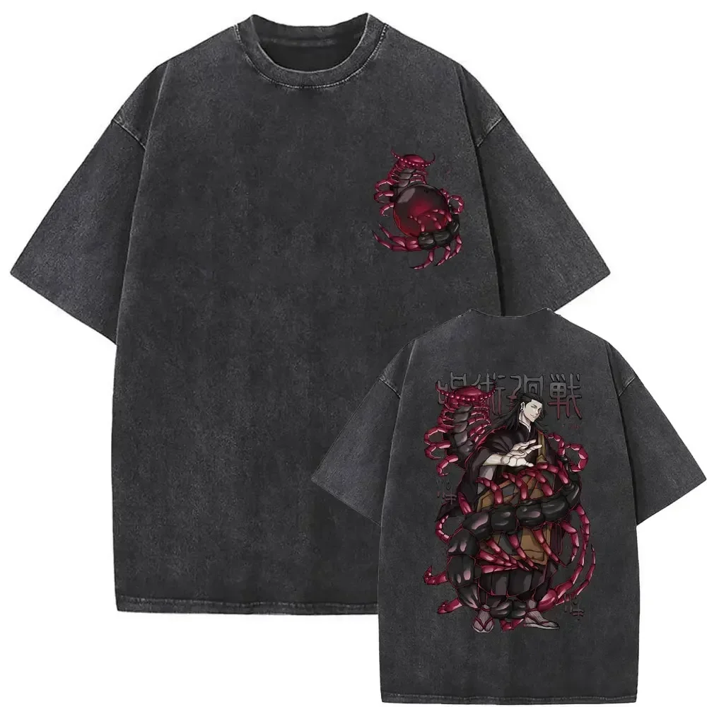 

Washed Vintage Anime Jujutsu Kaisen Geto Suguru Graphic T Shirt Men Women Manga Fashion Streetwear Male Retro Oversized T-shirts