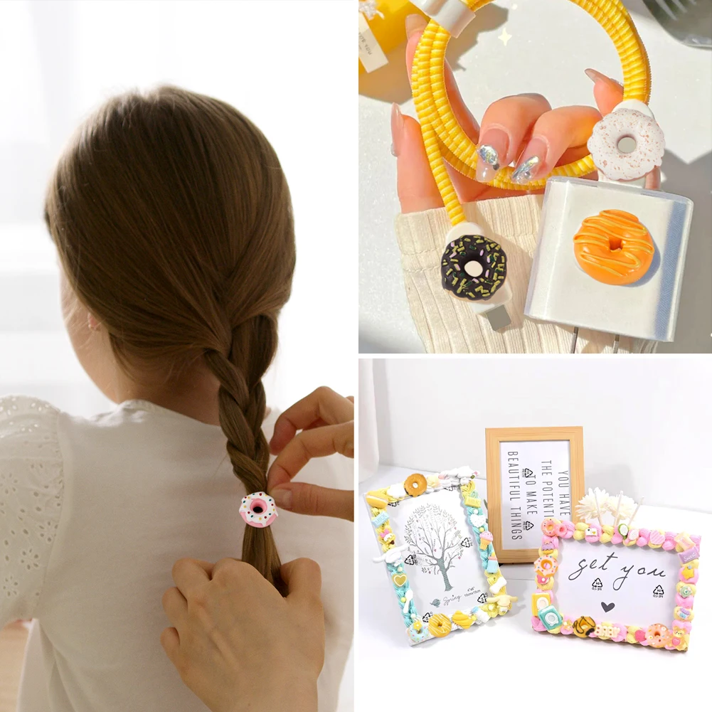 96Pcs Cute Donut Resin Flatback Cabochons Imitation Food Doughnut for DIY Mobile Phone Decoration Bobby Pin Hair Accessories