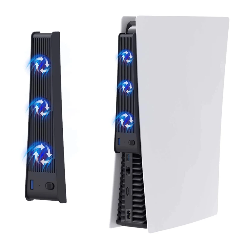 Para ps5 console 3-ventilador cooler ventilador de refrigeração interface usb estendida para ps5 console luz e compacto para acessórios ps5