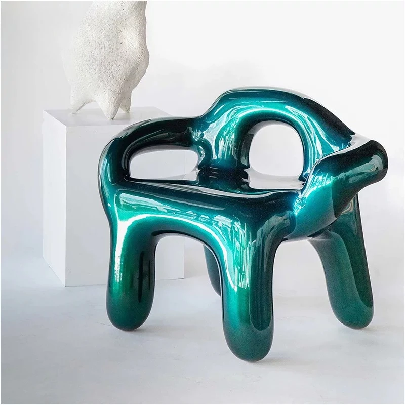 

Simple leisure chair FRP electroplating chair personalized special-shaped hollow backrest seat