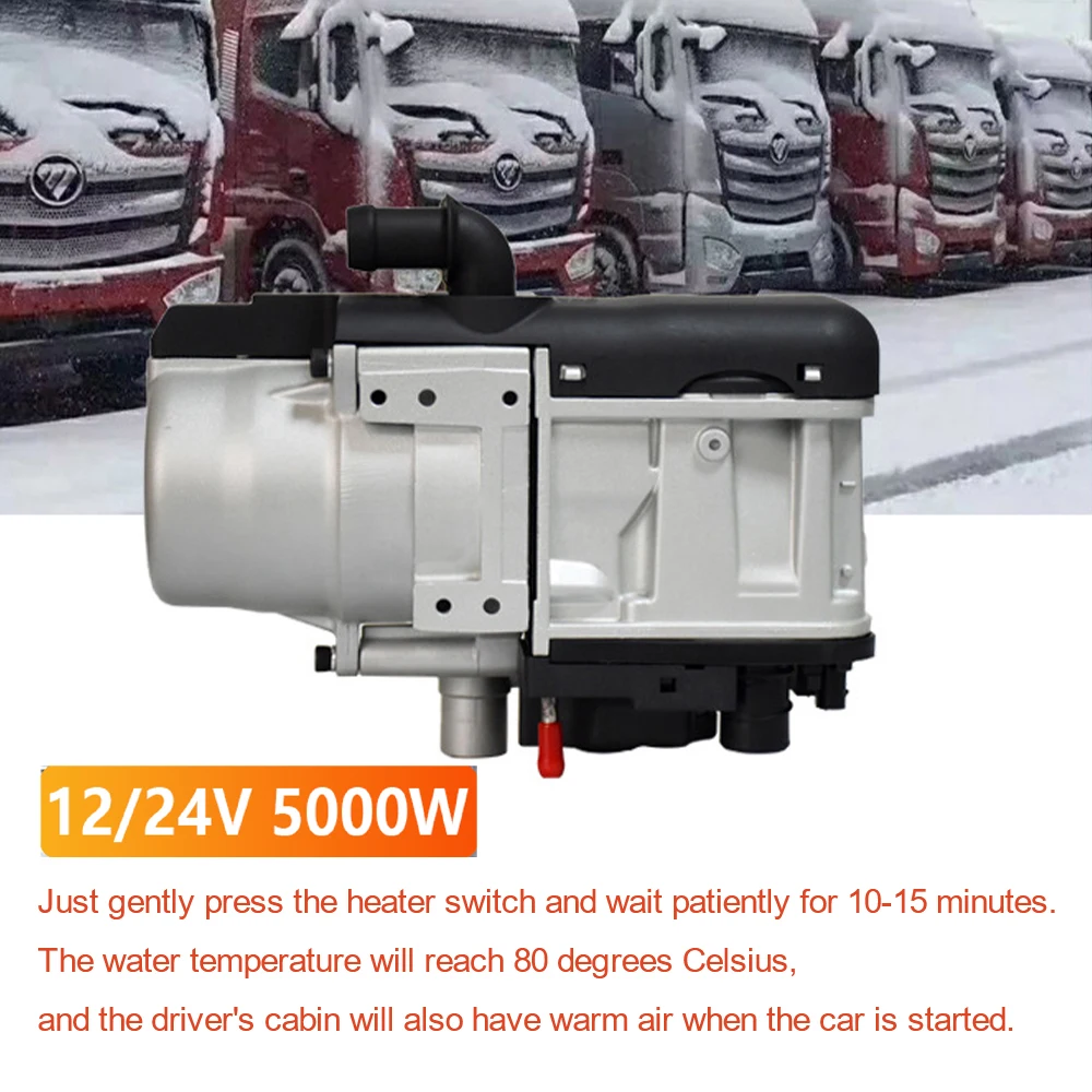 Car Diesel Parking Heater 12V Gasoline Fuel Liquid Heating Preheater LCD Switch Silencer With Water Pump Device For Trucks Van