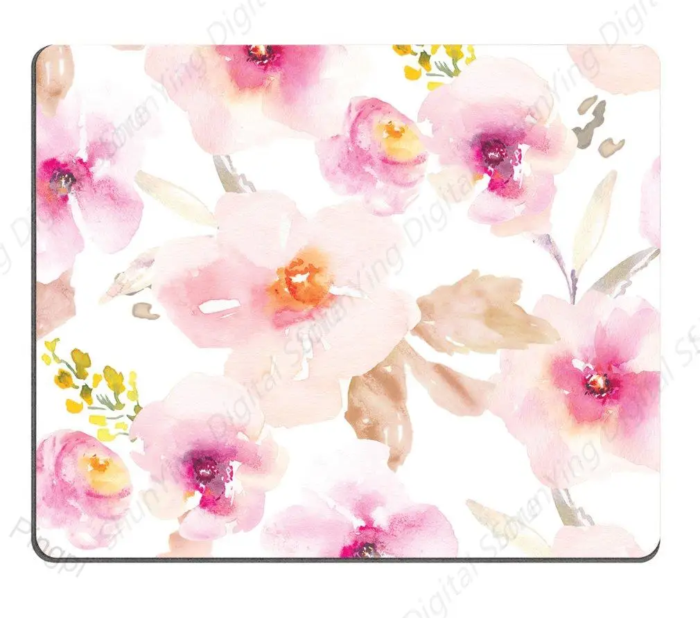 Aquarela moderna rosa e roxo padrão de flor antiderrapante mouse pad adequado para jogos escritório laptops gaming mouse pad