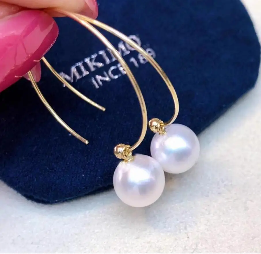 

Stunning Pair of 9-10mm 10-11mm natural south sea white round pearl earring 925s