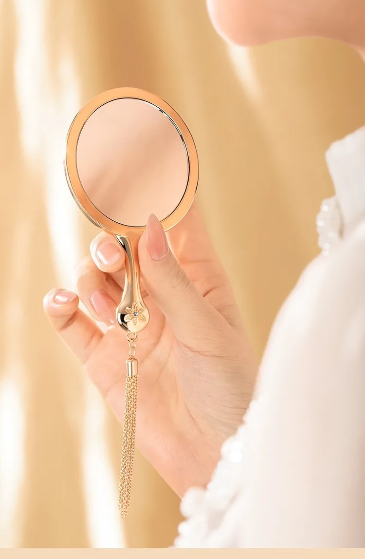 Miroir à poignée de sac à fleurs, petit miroir de maquillage Portable
